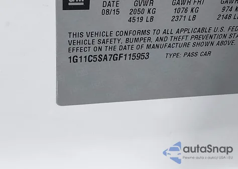 2016 Chevrolet Malibu Limited Lt from USA, damaged, VIN 1G11C5SA7GF115953